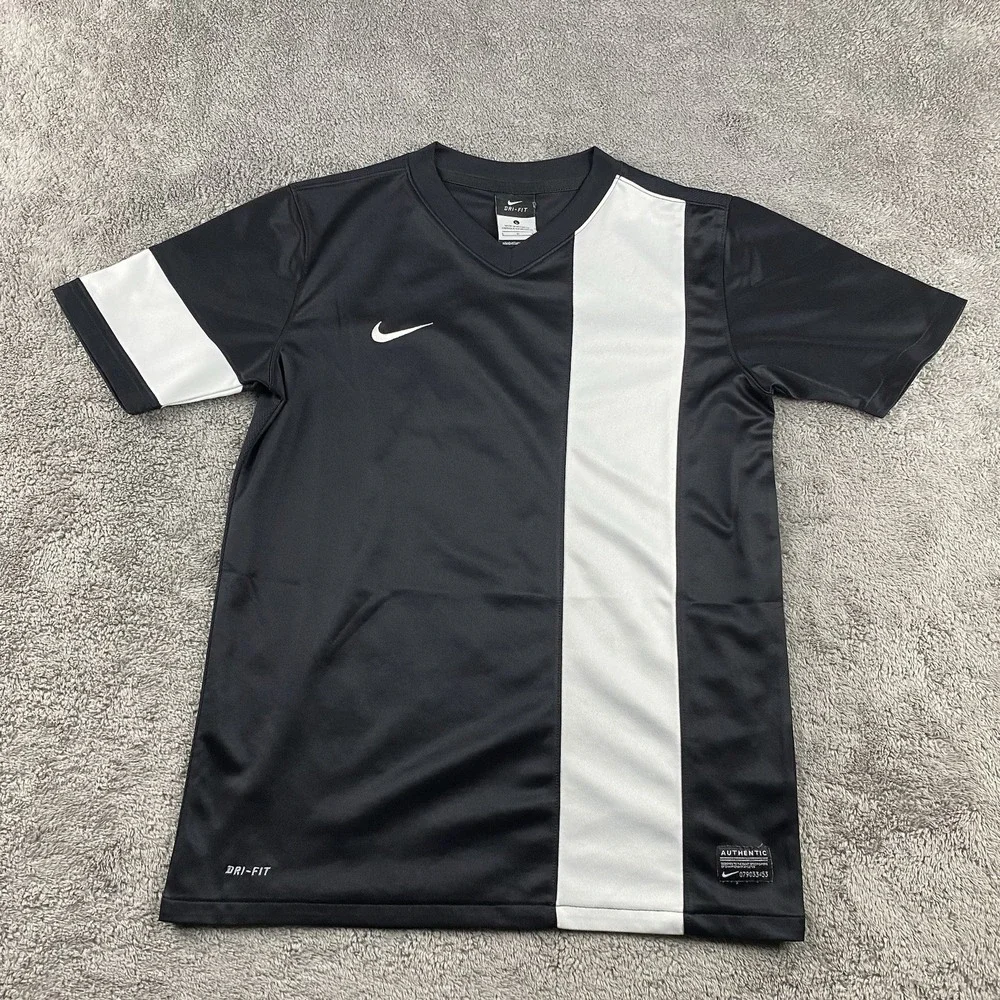 Nike Dri-Fit‎ Football Soccer Jersey Womens Large Black White Short Sleeve